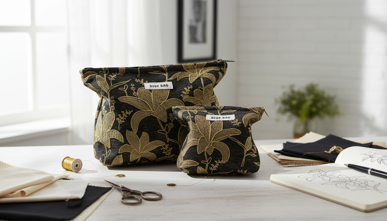 Embroidered Floral Zipper Pouch for Travel Jewelry & Makeup